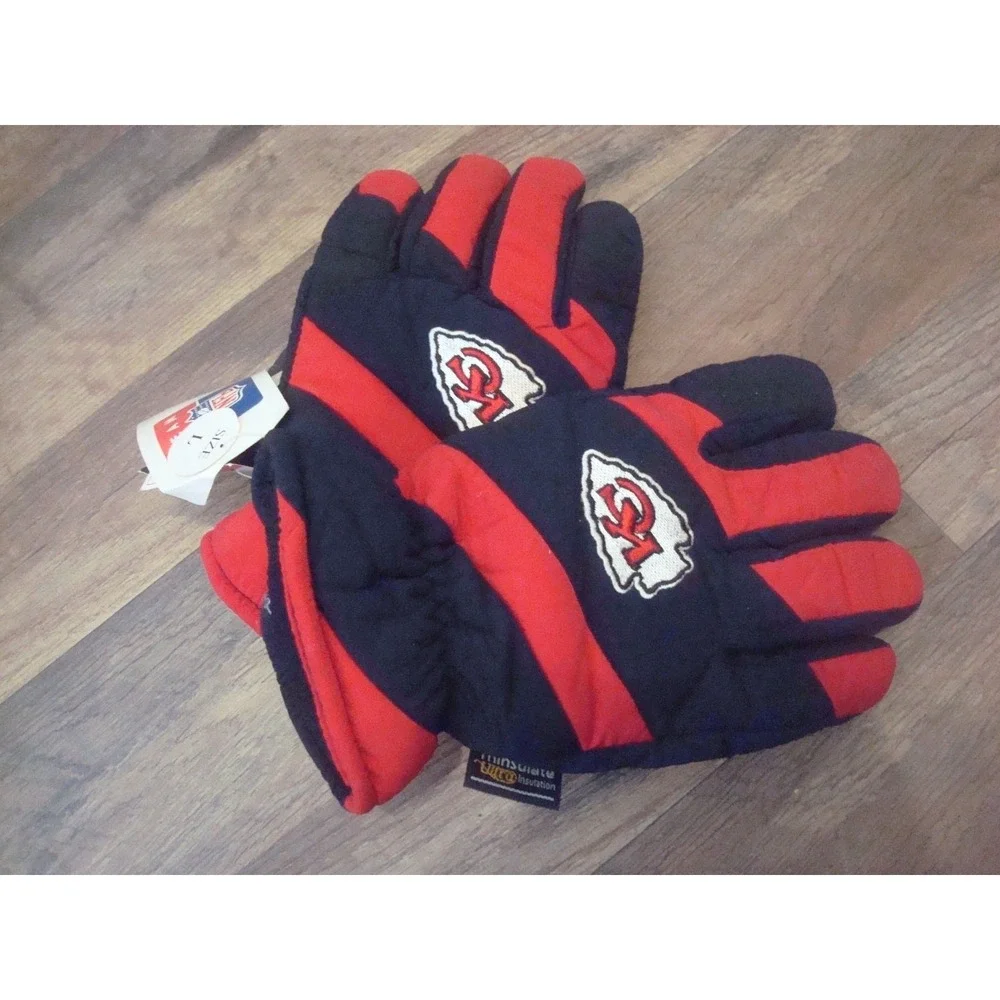ADULT KANSAS CITY CHIEFS  GLOVES MITTENS 90S DEADSTOCK ‎ VINTAGE ST4